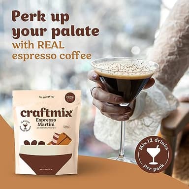 Craftmix Espresso Martini Cocktail & Mocktail Drink Mixer, Skinny Mixes - Water Flavoring Packets - Made With Real Coffee Beans - Vegan, Low-Carb, Low-Sugar, Non-GMO, Dairy Free, Gluten Free, 12 Pack - Image 7