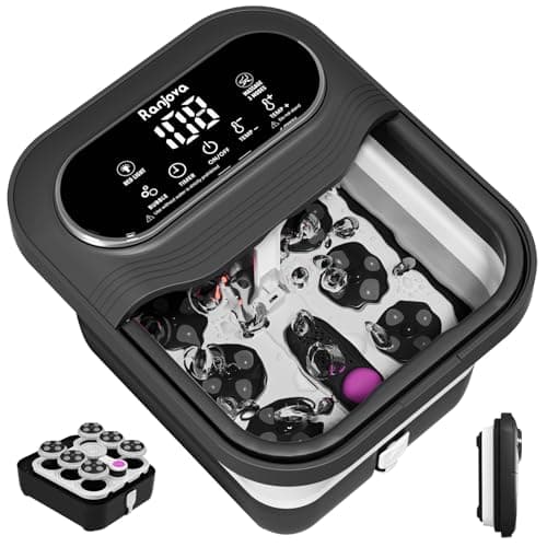 Collapsible Foot Spa Electric Rotary Massage, Foot Bath with Heat, Bubble,Temp Control, and 24 Motorized Shiatsu Massage Balls, Pedicure Foot Spa Tub for Stress Relief (Black) - Image 1