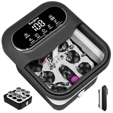 Collapsible Foot Spa Electric Rotary Massage, Foot Bath with Heat, Bubble,Temp Control, and 24 Motorized Shiatsu Massage Balls, Pedicure Foot Spa Tub for Stress Relief (Black) - Image 1