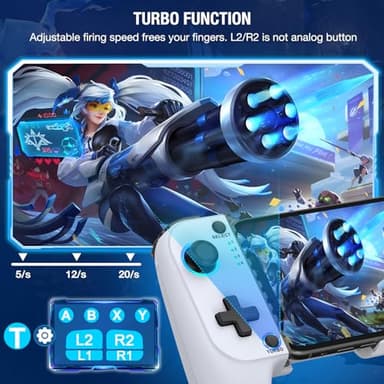 Mocagen Phone Controller for iPhone/Android Support Phone Case, Mobile Controller with Led Light, Upgraded Joysticks, Turbo, Thumb Grips Handheld Gaming Gamepad - Image 5