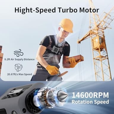 Socool 14500mAh Portable Waist Fan Clip on Belt 360 Rotation Wearable Rechargeable Personal Shirt Fan, 67H Cooling 5-Speed Battery Operated with Light, Neck Fan Hands-Free for Outdoor Jobsite Camping - Image 3