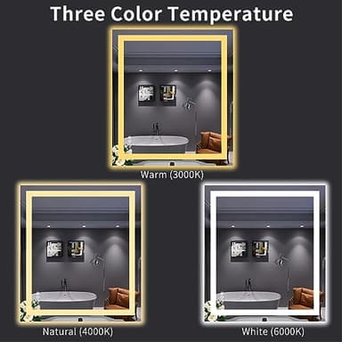 LOAAO 32"X36" LED Bathroom Mirror with Lights, Anti-Fog, Dimmable, Backlit + Front Lit, Lighted Bathroom Vanity Mirror for Wall, Memory Function, Tempered Glass, ETL Listed - Image 4