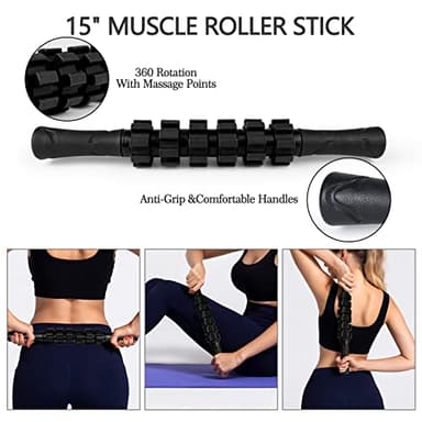 JOYENERGY 5 in 1 Foam Roller Set High Density Foam Roller Patented, Massage Stick, Massage Ball, Resistance Band for Deep Muscle Massage Pilates Yoga, Fitness for Trigger Point Release - Image 3