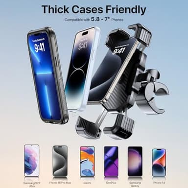 Miracase Motorcycle Phone Mount, One Touch Release and Lock Bike Phone Holder, Bicycle Scooter Handlebar Phone Mount Holder, Bike Phone Mount Compatible with iPhone Google Samsung - Image 6