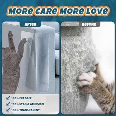 NO PINS Pain Cat Scratch Furniture Protector Thicken Self-Adhesive Single Side Couch Protector from Cat Claws,Furniture Protectors from Cats Scratching,Anti Scratch Deterren Protectors 150"x12" - Image 6