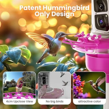 Soliom-The Original Hummingbird Feeder Camera 2K with Updated Structure for Leak Proof,Ant Moat, Bird Watching with AI Identify Bird Species,3 Feeding Ports, Gifts Ideas for Family (16 OZ) - Image 6