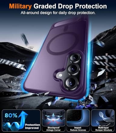 Temdan Magnetic for Samsung Galaxy S25 Plus Case, [Innovate Stand][Military Grade Drop Protection][Non Slip][Translucent Matte] Shockproof Phone Case for Galaxy S25 Plus 6.7" 2025 -Purple - Image 4