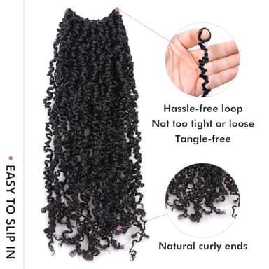 Toyotress Yanky Twist Crochet Hair - 12 Inch 8 Packs (30 Strands/Pcs) Fluffy Spring Mini Twist Short Bob Passion Twist, Natural Black Pre-Looped Crochet Braids Braiding Hair (12 Inch, 1B-8P) - Image 3
