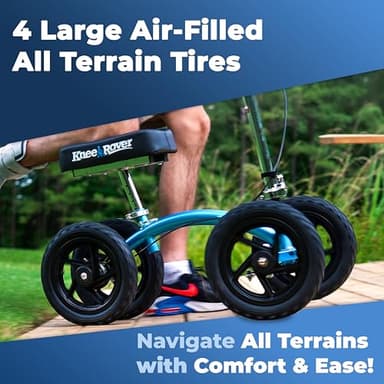 KneeRover Quad All Terrain Knee Scooter for Adults for Foot Surgery Heavy Duty Knee Walker for Broken Ankle Foot Injuries Recovery - Leg Scooter Best Knee Crutch Alternative (Metallic Blue) - Image 3