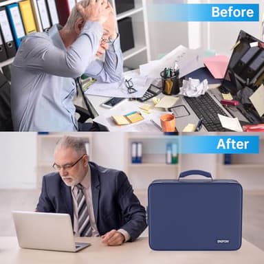 ENGPOW 5200℉ Fireproof File Organizer Bag with 13 Pocket Accordion File Folder,Document Organizer Box with Lock&Labels,Multi-Layer Portable Home Travel Safe Storage Box for Important Documents,Blue - Image 9