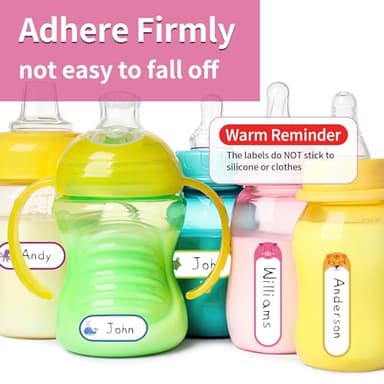 480 Pcs Labels for Kids Stuff Daycare, Waterproof Baby Name Label, Washable Bottle Labels, Reusable Self-Adhesive Tag Stickers for School Essentials, Self-Laminating Write-on - Image 4
