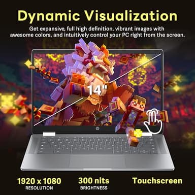 HP 14" 2-in-1 FHD Touchscreen Chromebook Plus Laptop, Intel i3-N305, 8GB LPDDR5, 416GB Storage(256GB SSD+160GB Docking Station), UHD Graphics, FHD Camera, Fast Charge, Wi-Fi 6E, Chrome OS, Silver - Image 5