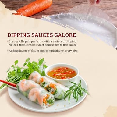 52USA Rice Paper, 1 Pack, Rice Paper Wrappers, Fresh Spring Roll Wrappers & Dumplings-34 Sheets, Gluten-Free Wonton Wrappers, Vegan, Low Carb, Vietnamese Rice Wraps (Round, 22cm) - Image 5