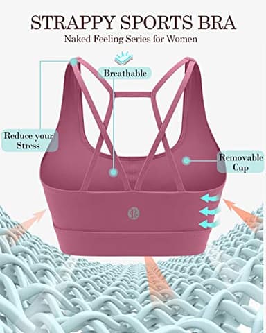 RUNNING GIRL Sports Bras for Women Backless Padded Sports Bra Tank Top Long Line Gym High Impact Sports Bra Push up(WX2569Rose Red,L) - Image 5