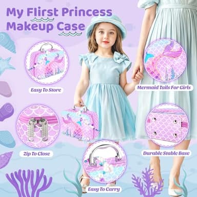 INNOCHEER Pretend Makeup for Toddlers Toys, Fake Makeup Mermaid Toys for Girls Purse, Toddler Makeup Kit Pretend Play Makeup Toys, Toy Mermaid Makeup for Kids, Gifts Toys for 3 4 5 6 7+ Year Old Girls - Image 2
