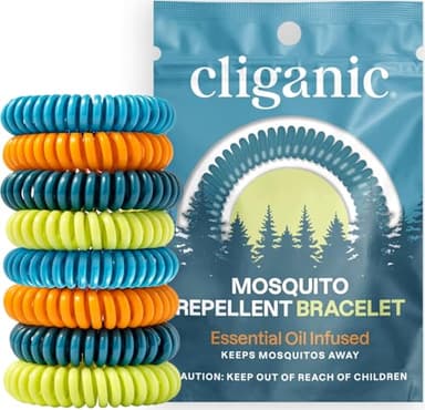Cliganic 20 Pack Mosquito Repellent Bracelets for Adults & Kids - Natural DEET-Free Bands, Individually Wrapped - Image 1