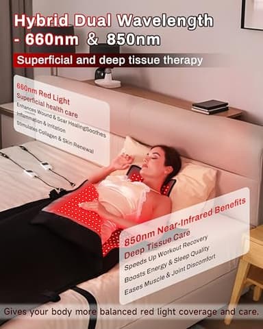 Kaoudt 2025 Medical-Grade TPU Red Light Therapy Mat for Full Body Pain Relief, FSA&HSA Eligible 73"x33" Dual Wavelength Infrared Red Light Blanket with 2570 LEDs for Home Use - Image 3