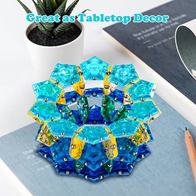 Magnetic Fidget Sphere - Pentagons Magnets Balls - 12 Piece Set - Crystal Bright Blue - Magnet Fidgets Toy - Creativity Beyond Imagination, Inspirational, Recreational, Desk Toys for Adults - Image 5