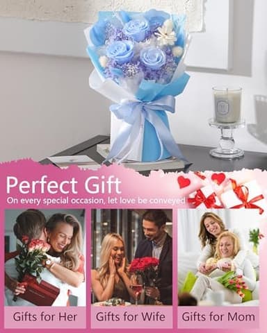 Flowers Gifts for Mom,Flowers Roses Bouquet Gifts for Women,Wife,Grandma and Best Friend/Flower for Delivery Prime/Blue Rose - Image 7