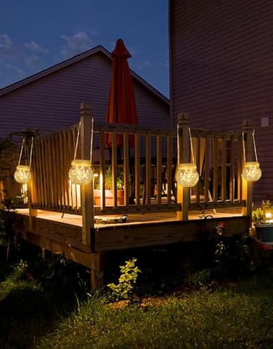 Solar Lantern Solar Lights Outdoor Waterproof 2-Pack, Solar Powered Hanging Lights Cracked Glass Hanging Globes for Christmas Decoration, Shepherd Hook, Garden Tree Ornaments, White Cap, Warm White - Image 8