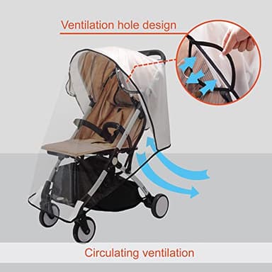 Bemece Stroller Rain Cover, Universal Stroller - Waterproof Windproof Travel Weather Shield Thick & Durable Protect from Dust and Snow with Breathable Ventilation Mesh Clear Visibility - Image 7