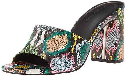 The Drop Women's Pattie High Block-heeled Mule Sandal, Multi Snake, 9 - Image 1