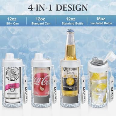 MAXSO Sealed Can Cooler Fizz Lid Can Cover for 12 oz Regular, Slim Skinny Cans & As Thermal Bottle, 4-in-1 Insulated Vacuum Stainless Steel Carbonated Cold Drink Holder - Leopard - Image 5