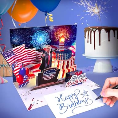FITMITE Birthday Cards, Happy Birthday Greeting Card with Music, Lights and Blowable Candle (Blue) - Image 2
