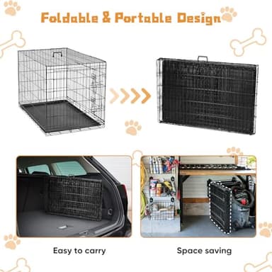 DUMOS Dog Crate, 36 Inch Medium Double Door Dog Cage with Divider Panel and Plastic Leak-Proof Pan Tray, Folding Metal Wire Pet Kennel for Indoor, Outdoor, Travel - Image 7