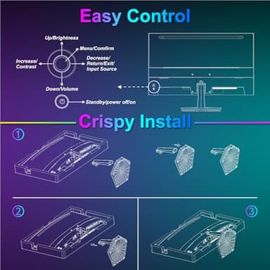 SANSUI Curved Monitor 24 inch 100Hz USB Type-C Computer Monitor with Built-in Speakers- MPRT 1ms,Adaptive Sync,HDR,1500R,VESA 75x75mm Compatible, for Home and Office(ES-24C1) - Image 9
