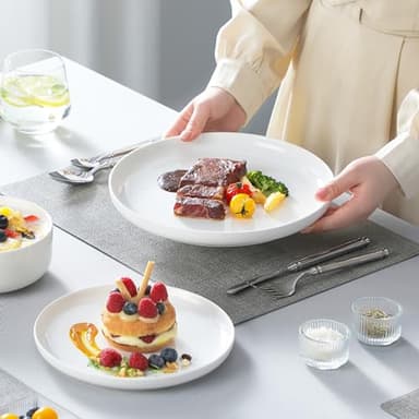 MALACASA Plates and Bowls Sets, 12 Pieces Porcelain Dinnerware Sets Dishware Sets Chip Resistant Ceramic Dish Set Dining Dinner Ware Service for 4, White, Series LUNA - Image 8