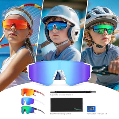 Fanshen Kids Polarized Baseball Sunglasses - Sports Polarized Sunglasses Softball Cycling for Boys Girls Ages 3-12 UV Protection Lightweight & Comfortable - Image 9