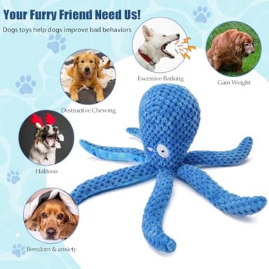 angelisdoll Dog Squeaky Toy,Interactive Dog Toys to Keep Them Busy, Stuffed Plush Toy for Puppy Teething, Tough Chew Toys for Small, Medium and Large Breeds, Tug of War Pet Toys (Octopus) - Image 4