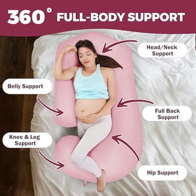 PILLANI Pregnancy Pillows for Sleeping - V C U Shaped 57inch Full Body Pillow with Removable Washable Cover, Cooling Maternity Pillow for Pregnant Women, Support for Back Belly Legs Hip - Image 3