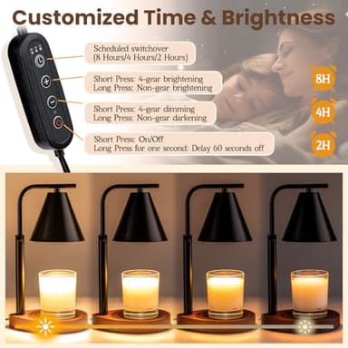 Marycele Black Candle Warmer Lamp with Timer, Height Adjustable Electric Lamp Candle Warmer, Black Home Room Decor Aesthetic Gifts for Women - Image 3