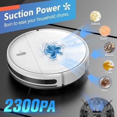 Robot Vacuum and Mop, 2 in 1 Robotic Vacuum Cleaner with Schedule, App/Voice, Slim Mopping Vacuum Robot with Watertank and Dustbin, Self-Charging, Easy of Use, Ideal for Hard Floor, Pet Hair, Carpet - Image 4