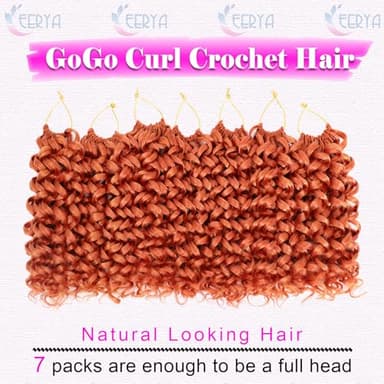 7 Packs GoGo Curl Crochet Hair 10 Inch Short ginger Curly Crochet Hair for Women Deep Wave Beach Curl Crochet Braids Synthetic Braiding Hair Extensions (10 Inch, ginger) - Image 2