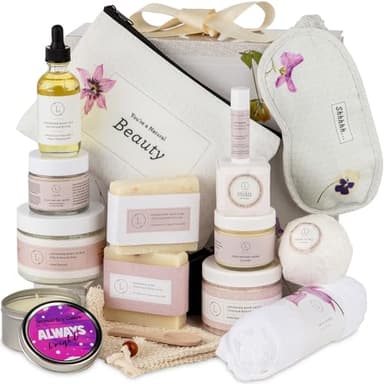 Lizush Luxury Spa Gifts for Women - 15 Piece Lavender Gifts for Her, Gift Baskets for Women, Body Care Set for Mom, Birthday Box, Self Care Spa Kit For Wife - Handmade in the USA - Image 1