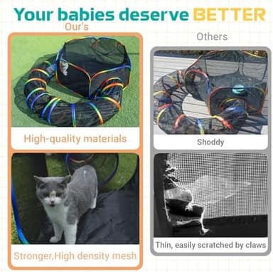 LUCKITTY Outdoor Rainbow Cat Enclosures Playground,Outside House for Indoor Cats Include Portable Tent, Circle Cat Playpen Tunnel Catio, for Cats, Kitty and Small Animals,Within Storage Bag - Image 6