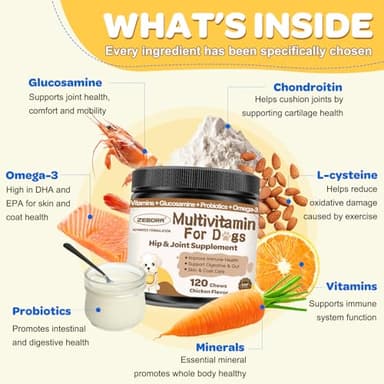 Dog Multivitamin with Probiotics - Dog Vitamins and Supplements - Multivitamin for Dogs with Glucosamine, Omega 3 and Probiotics for Dogs Digestive Health, Immunity, Joint, Hip, Skin and Coat - Image 3