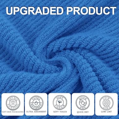 VOOVA & MOVAS Blue Towels - 100% Cotton | Quick Dry | Lightweight | Thick | Soft, 6 Piece Towels Set, 2 Large Bath 30"x56", 2 Hand 18"x28", 2 Washcloths 13"x13", Bath Towel Gift Set - Image 2