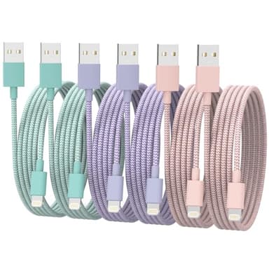 [Apple MFi Certified] iPhone Charger, 6Pack (3/3/6/6/6/10 FT) Fast Charging Long Lightning Cable, High Speed Transfer USB Charger Cord for iPhone 14 13 12 11 Pro Max/XR/XS/X/8/7/6Plus iPad - Image 1