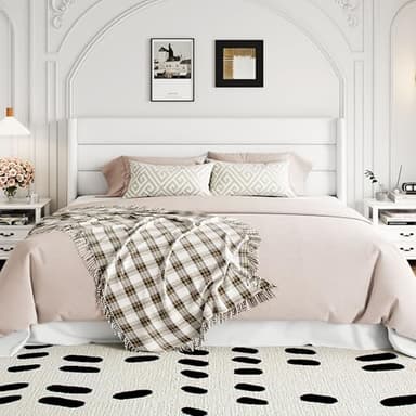 Allewie King Size Velvet Lift Up Storage Bed, Modern Wingback Headboard, Hydraulic Support, No Box Spring Needed, White - Image 4