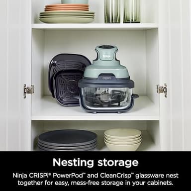 Ninja Crispi Air Fryer, Microwave, Freezer & Dishwasher Safe, Non Toxic Glass Portable Cooking System, 4 QT & 6 Cup Glass Containers with Storage Lids, Easy Meals, Air Fry, Bake, Green, FN101SG - Image 15