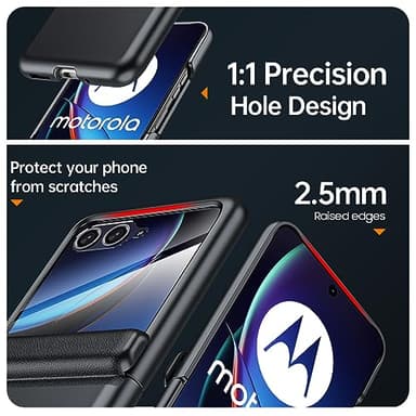 BSNRM for Motorola Razr Plus 2023 case, Built-in Screen Protector & Hinge Protection & Ultra Thin Matte PC Shockproof Phone Cover Smartphone Case for Moto Razr Plus 2023 (Black) - Image 8