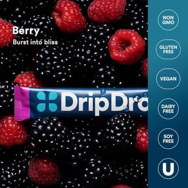 DripDrop Hydration Packets - Berry - Single Serve Electrolytes Powder Drink Mix - Non-GMO, Gluten Free, Vegan - 32 Sticks - Image 6