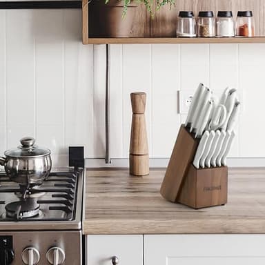 Knives Set for Kitchen, FIKSHOT 14PCS Kitchen Knife Set with Block, High Carbon Stainless Steel Full Tang Knife Sets Razor-Sharp Blade Professional Chef's Knife for Housewarming (WHITE) - Image 7