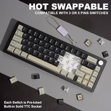 YUNZII AL66 Wireless Mechanical Keyboard,Full Aluminum CNC,65% Knob Control,Bluetooth/2.4G/Wired,Hot Swappable Pre-lubed Switches,Gasket Mounted RGB for Win/Mac(Milk Switch, Black) - Image 4