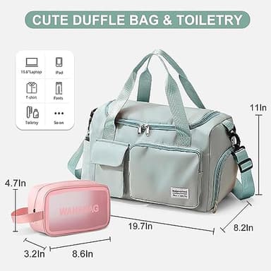 Small Gym Bag for Women, Waterproof Travel Duffle Bag Carry On Weekender Bag with Shoe Compartment & Wet Pocket, Gym Tote Bag for Travel, Workout, Sport - Image 2