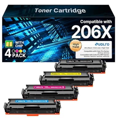 206X Toner Compatible with HP 206X Toner Cartridges 4 Pack High Yield M283fdw Replacement for HP 206A Toner Cartridges Work with Color Laserjet Pro MFP M283fdw M283cdw M255dw | W2110X W2110A Black - Image 1